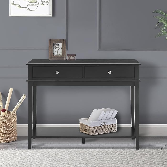 Buy conifferism Black Console Table with Drawers and Open Shelf, Sofa