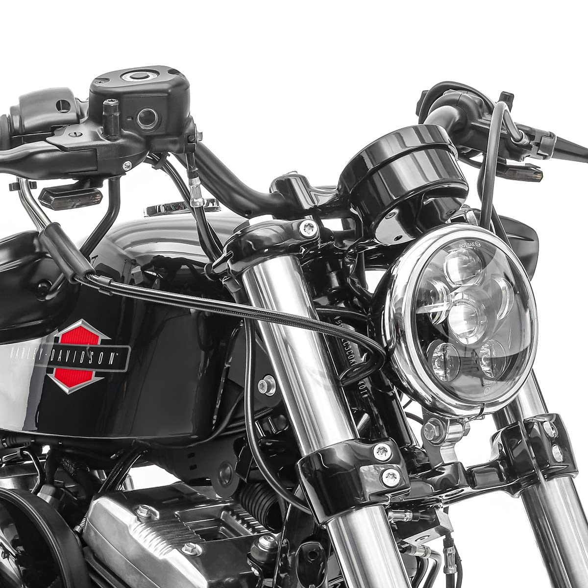 Set Faro LED Moto 7" Negro + LED Intermitentes Manillar Moto XS Tintado