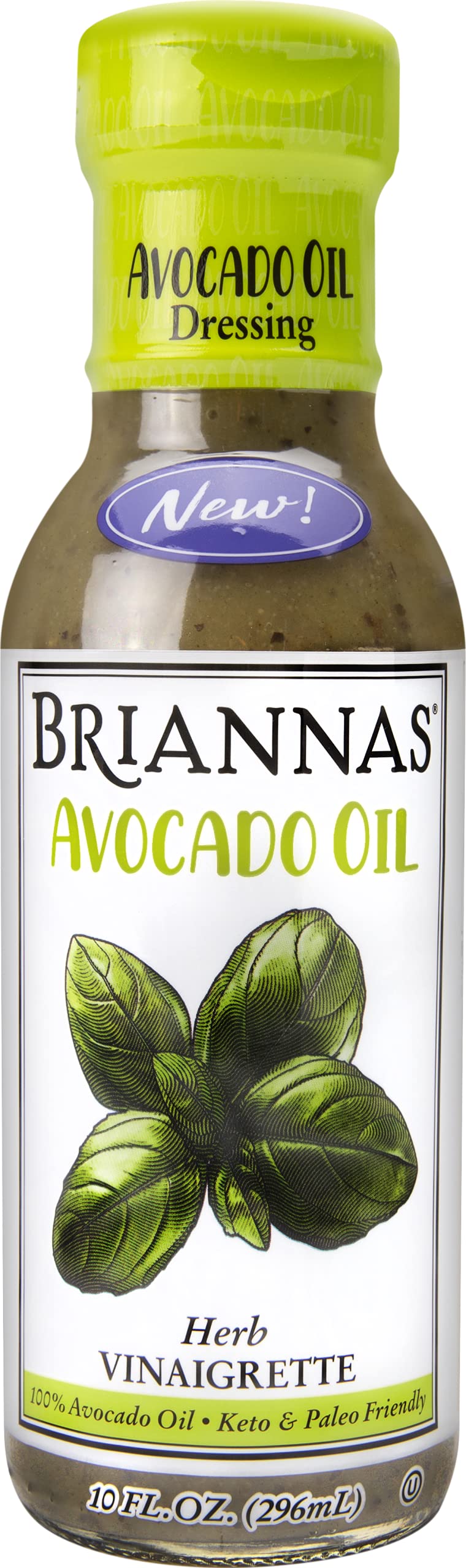 BRIANNAS - Avocado Oil Herb Vinaigrette Dressing - Nutrient Rich, Low Sodium, Keto & Paleo Friendly Salad Dressing made with 100% Avocado Oil - 10 oz. Bottle