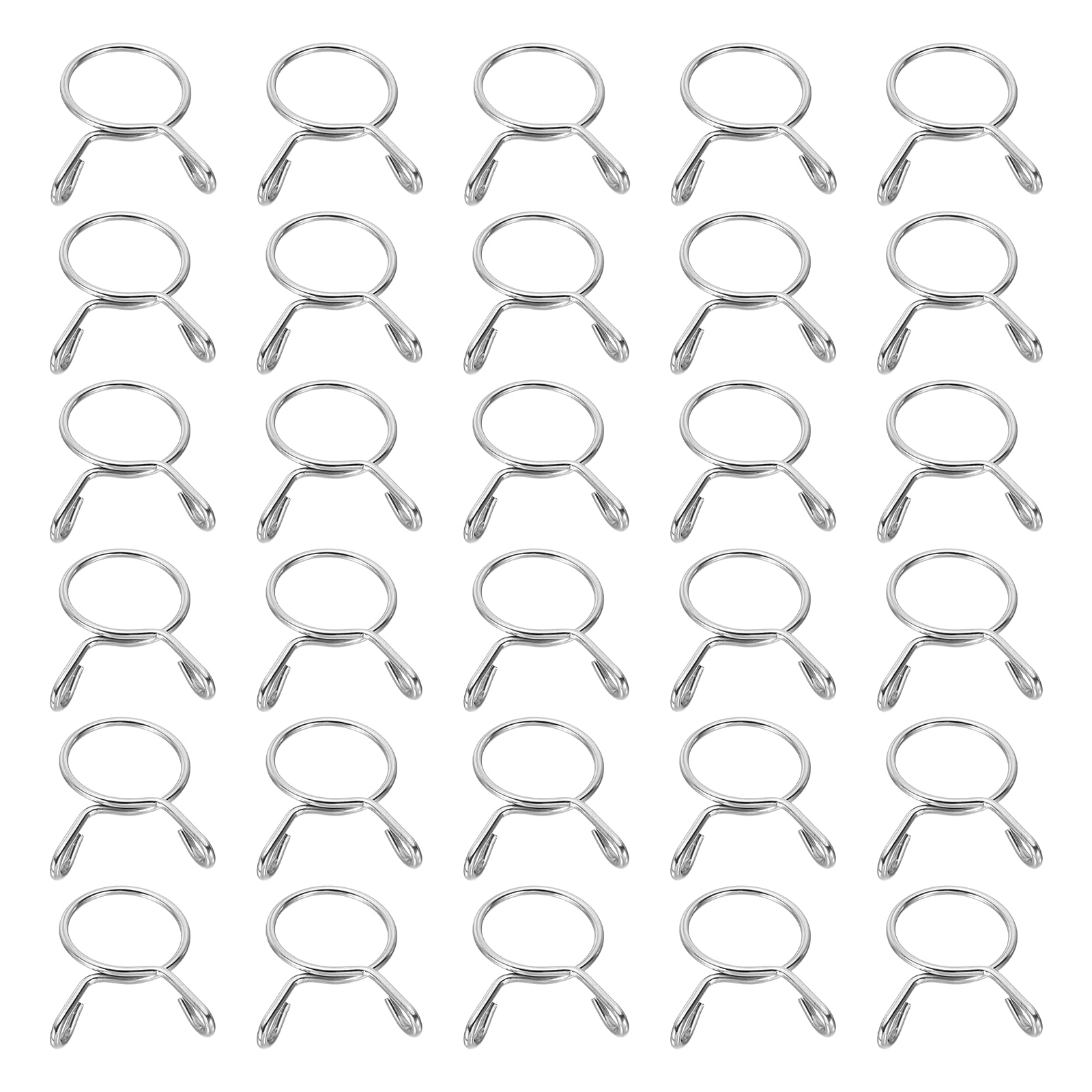 sourcing map Fuel Line Hose Clips 30Pcs 20mm ID 23.3mm Clamp Dia. 304 Stainless Steel Tubing Spring Clips Clamps Assortment for Air Hose Tube Water Pipe Motorcycle Scooter ATV, Silver
