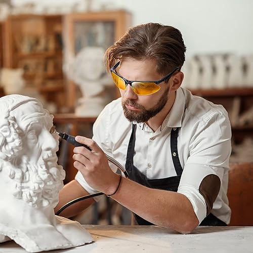 Vista 5 de Kathfly 36 gafas de seguridad resistentes a los arañazos, gafas de seguridad protectoras con lente (ámbar)