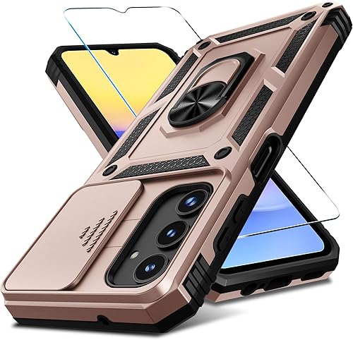 Miniatura 9 de Janmitta Funda para Samsung Galaxy A15 5G integrada, protector de pantalla + soporte de anillo de dedo, resistente a prueba de golpes, funda