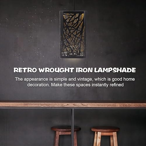 Miniatura 4 de Sombras de lámpara de sombra de árbol, pantalla de lámpara E27 ahuecada de metal, pantalla cuadrada de iluminación de bosque, cubierta de lámpara de