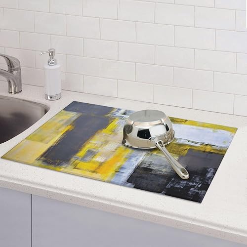 Vista 47 de Tapete de secado de platos de limón de 18 x 24 pulgadas para encimera de cocina, almohadilla absorbente de microfibra para escurrir platos, tapetes