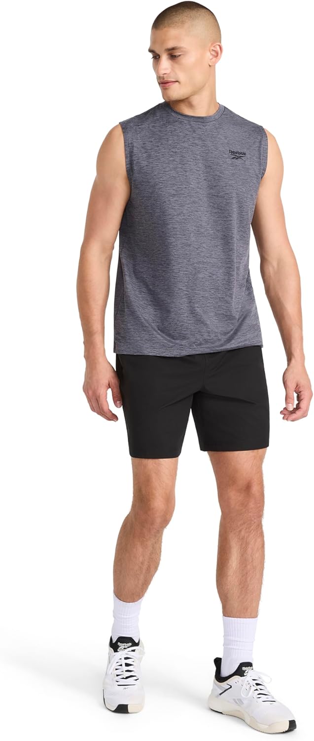 Reebok Apparel Men's Elite Sleeveless, Ebony Heather - Image 3