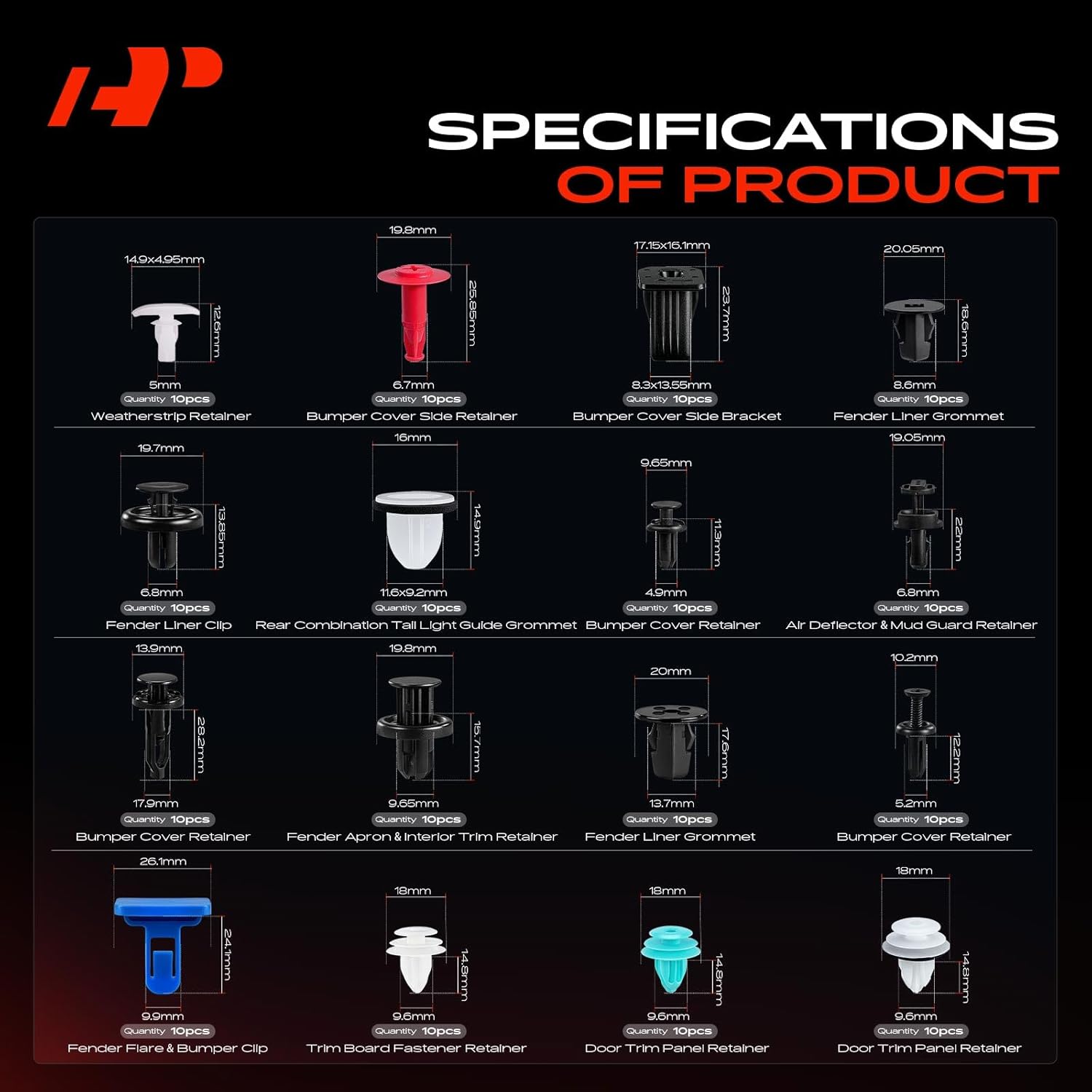 A-Premium 290PCS (29 Sizes/50 oz) Bumper Fender Retainer Clips Kit - Compatible with Toyota Avalon 2019-2022 - Hood Door Trim Rocker Panel Push Pin Plastic Nylon Rivet Fastener Set, w/Removal Tool