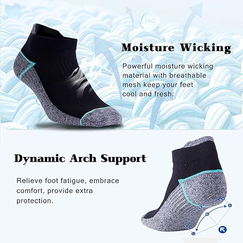 Vista 3 de Kodal Copper Ankle Athletic Running Socks Moisture Wicking Odor Control for Sweaty Feet