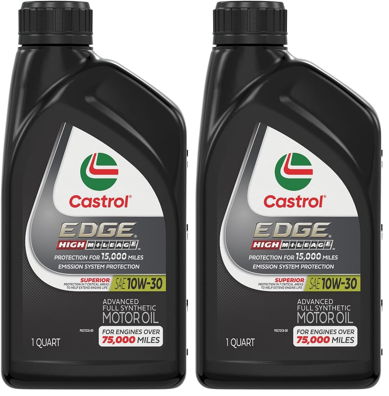 Castrol Edge High Mileage 10W-30 Advanced Full Synthetic Motor Oil, 1 Quart, Pack of 2