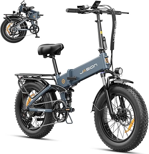 Jasion X-Hunter - Bicicleta eléctrica para adultos, motor pico de 1400 W, velocidad máxima de 30 MPH, batería extraíble de 48 V 13 AH, diseño de
