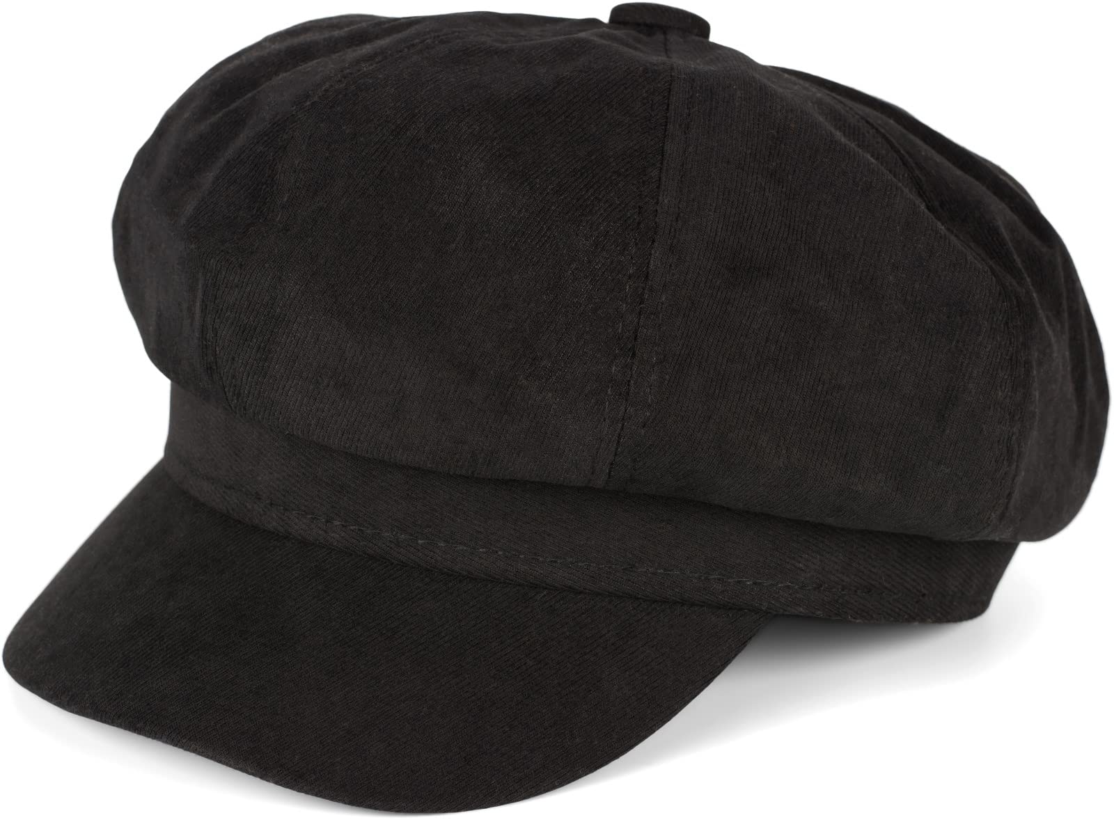 styleBREAKER Ladies Balloon Cap in Soft Fabric, Peaked Vintage Bakerboy Newsboy Cap 04023086, Black