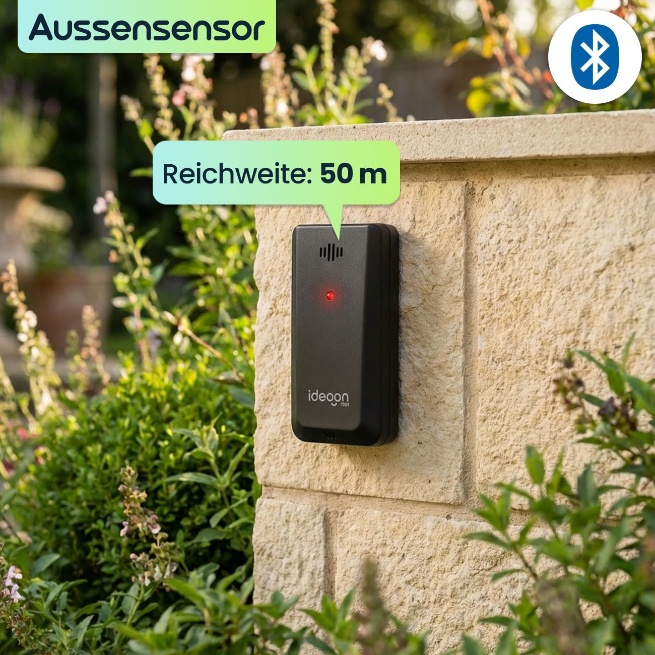 ideoon WLAN Wetterstation mit App & XXL Display: Tuya Smart Home, Aussen-Sensor, Weck-Alarm - Temperatur, Feuchtigkeit, UV Index, Wettervorhersage & mehr