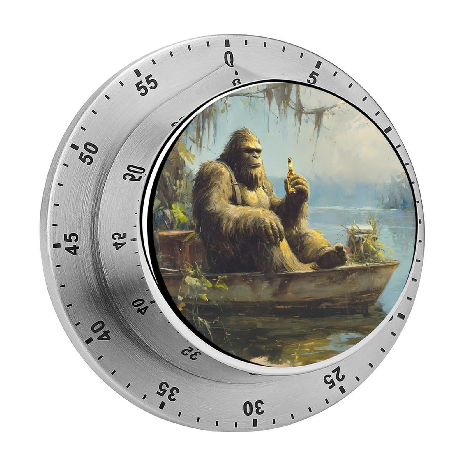 Bigfoot Drinking in Boat Mechanical Timer with Alarm for Kitchen Cooking Productivity Stainless Steel Timers