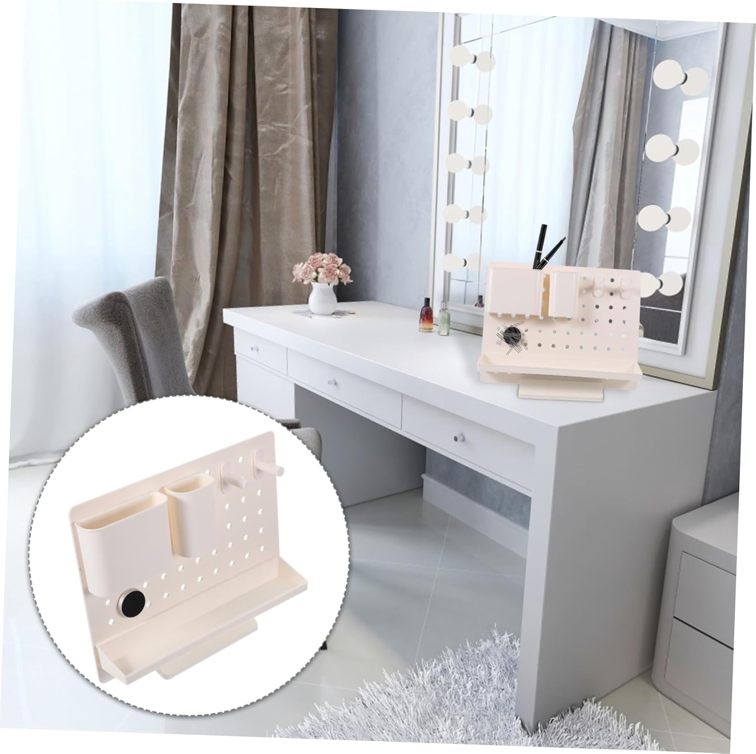 Jewelry Display Rack Durable Pegboard Organizer for Earrings Necklaces and Accessories White Desktop Storage for Home and Office