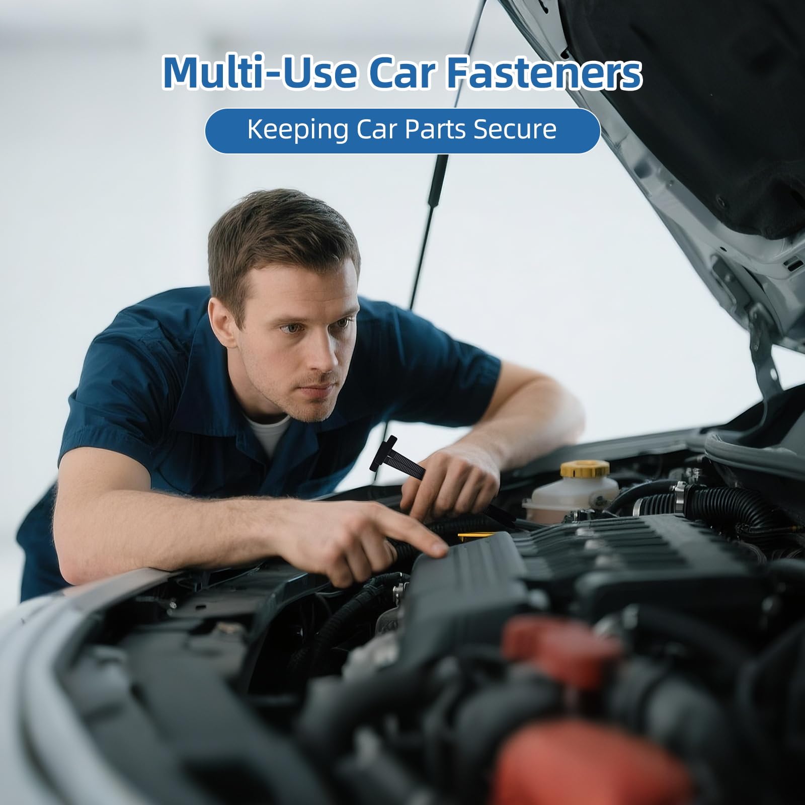 100 Pcs Nylon Universal Cable Tie Buckle for Car - Self-Locking and Easy Install Zipper Clips with Pin — view 7