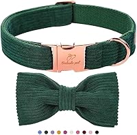 Vista 1 de Collares Verdes para Perros Pequeños, Lindo Collar de Pana para Perro con Corbatín, Hebilla de Metal de Seguridad, Collares Ajustables