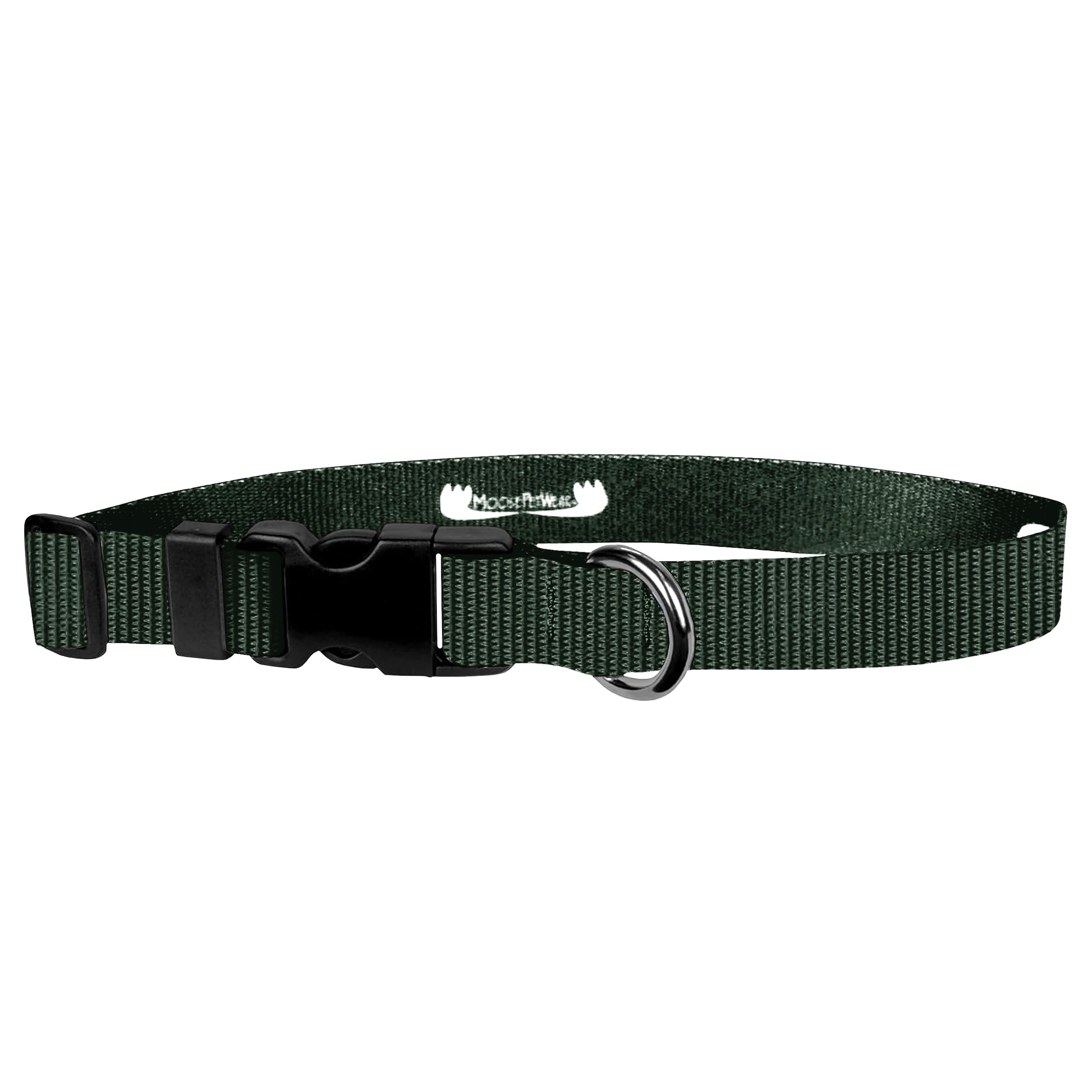 Dog Collar - Colored Adjustable Pet Collars – 3/4 Inch Wide, Small, Forest Green