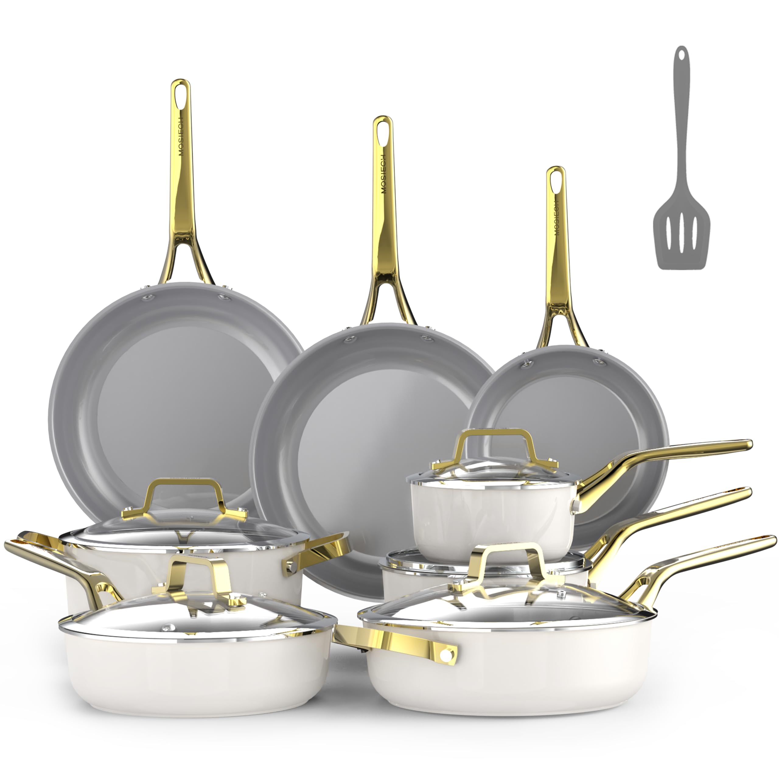 20-Piece Non-Stick Ceramic Cookware Set, 8 pots,Stay-Cool Handles