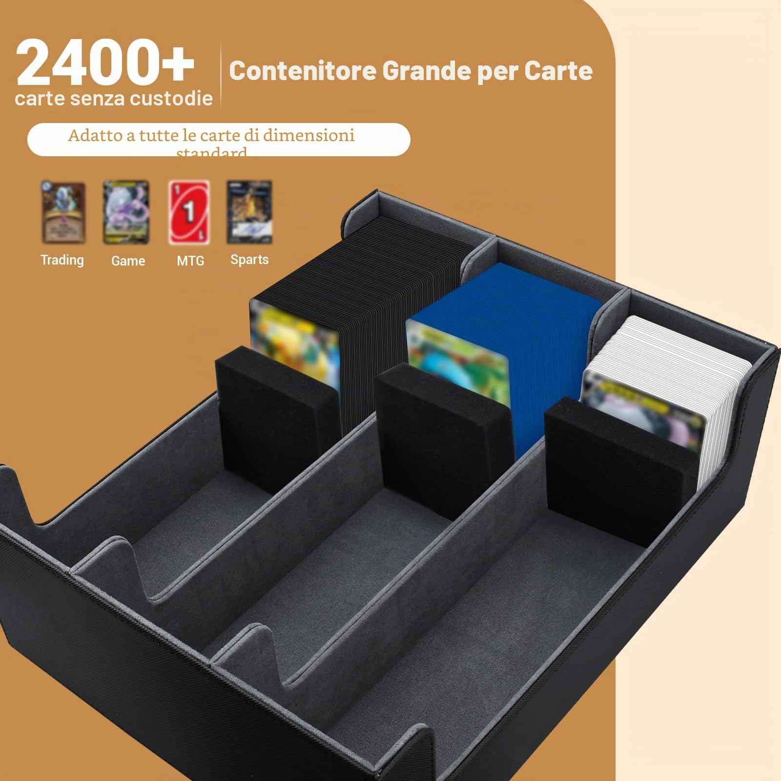 Deck Box per carte Magic The Gathering,Magnetic Scatola di Carte da Collezione per 1800+ Carte con 10 Divisori, Compatibile con MTG/TCG/YGO