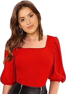 dream beauty fashion Women's Puff/Baloon Sleeves Square Neck Casual Top (Top-EVA-5)-picture-27