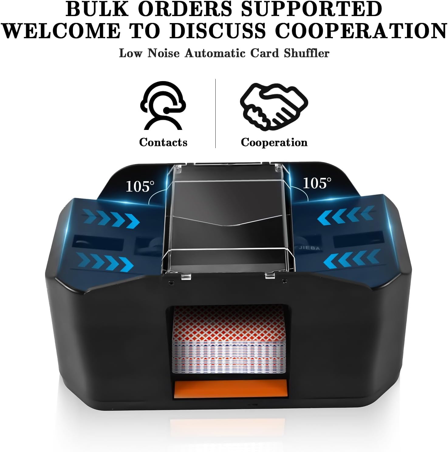 Rechargeable Card Shuffler 1/2 Decks, 2000mAh Battery-Operated Electric UNO Card Shuffler with Low Noise Motor, Casino Card Game for Skip Bo Card Game, Poker, Phase10