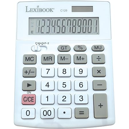 Calcolatrice Da Tavolo Lexibook - 12 Cifre, Alimentazione Solare E A Batteria, Bianco/Grigio - Foto 7