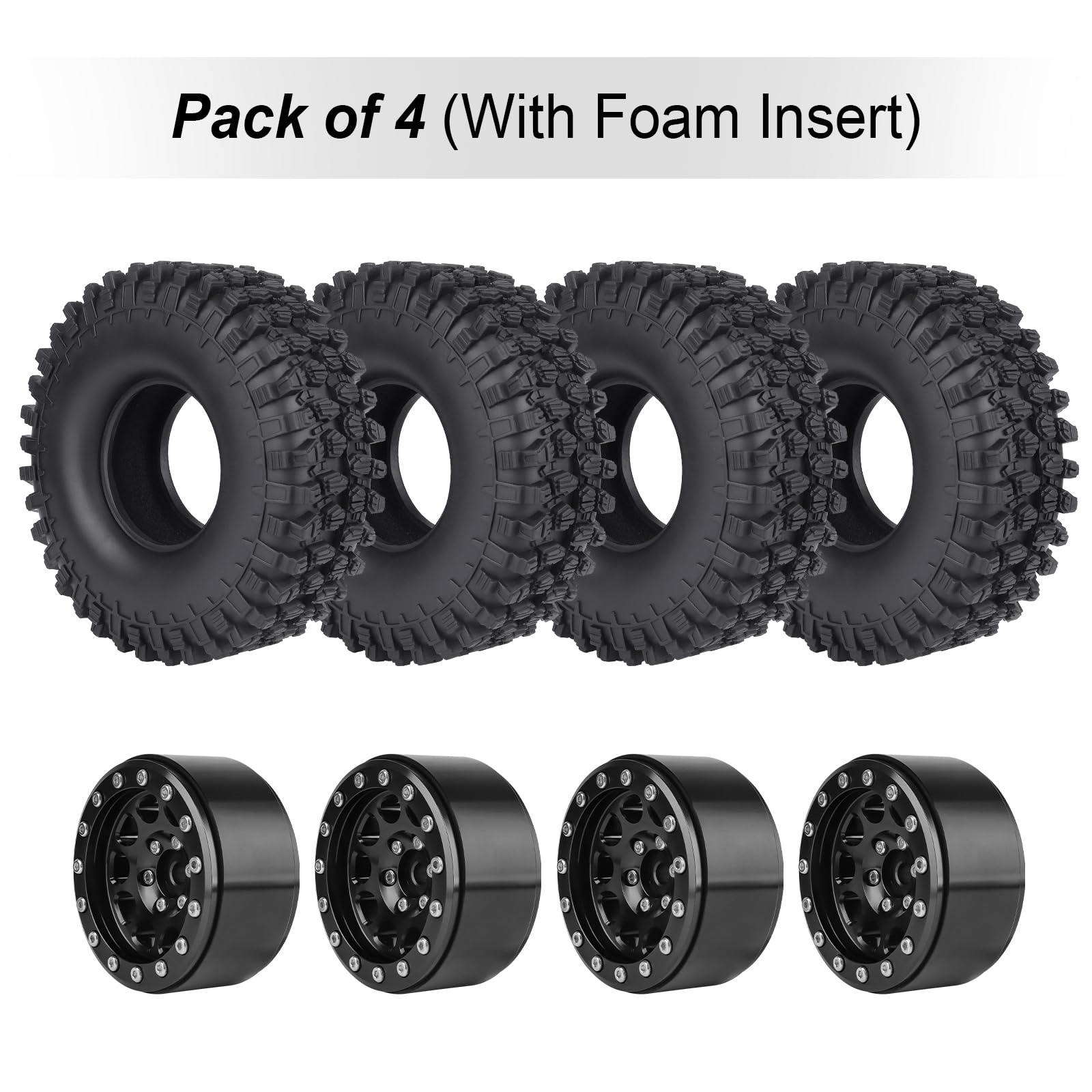 Hobbysoul Lot De 4 Roues Avec Pneus 2.2 De 127 Mm De Hauteur Et Jantes