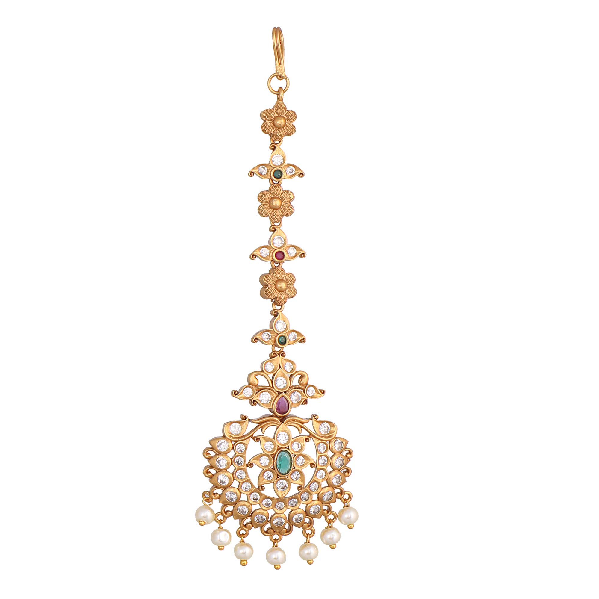 Tarinika Antique Gold Plated Kinjal Maang Tikka with Floral Design - Wedding Mang Tika for Women - Perfect for Ethnic occasion | Traditional temple nethi chutti - 1 year warranty* (B08L9RVDFG) Amazon Price History, Amazon Price Tracker