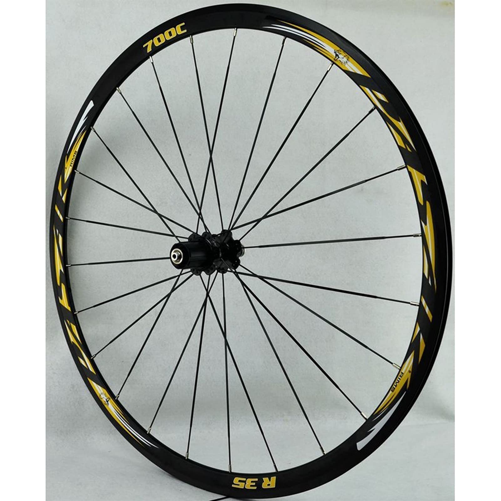 700C Bicicleta De Carretera Juego De Ruedas 30MM Freno C/V Pared Doble Aleación De Aluminio Borde Liberación Rápida 7 8 9 10 11 12 Velocidad Rueda Libre 1650g/par (Color : Yellow 1)