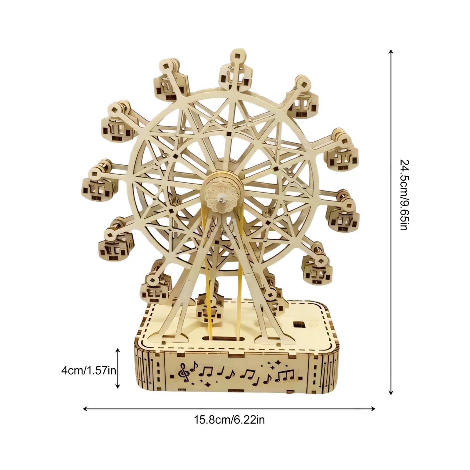 3D Wooden Puzzle for Adults DIY Ferris Wheel Music Box Model Kits, Creative Assembly Craft Gifts for Home Decor & Father's Day - Image 2