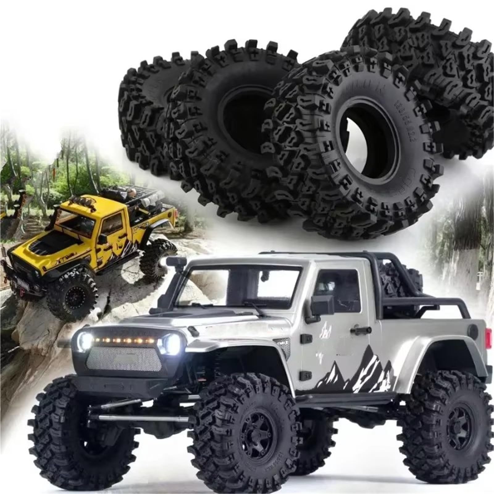 Compatibile Con Axial Per SCX10 Per Wraith Per Capra Per RR10 Per Trxs 1/10 RC Crawler Car 4 Pezzi 135mm 2.2 Pollici Pneumatico In Gomma Ruota Pneumatico Accessori Aggiornamento RC