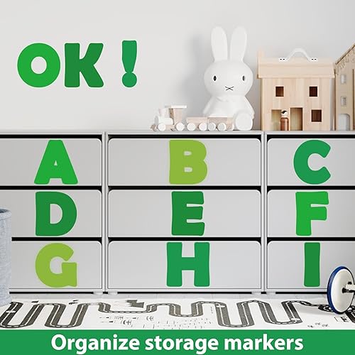 Miniatura 6 de Juego de 150 letras grandes de 7 pulgadas y recortes de puntuación, letras verdes primaverales, decoración festiva para el hogar, escuela, aula,