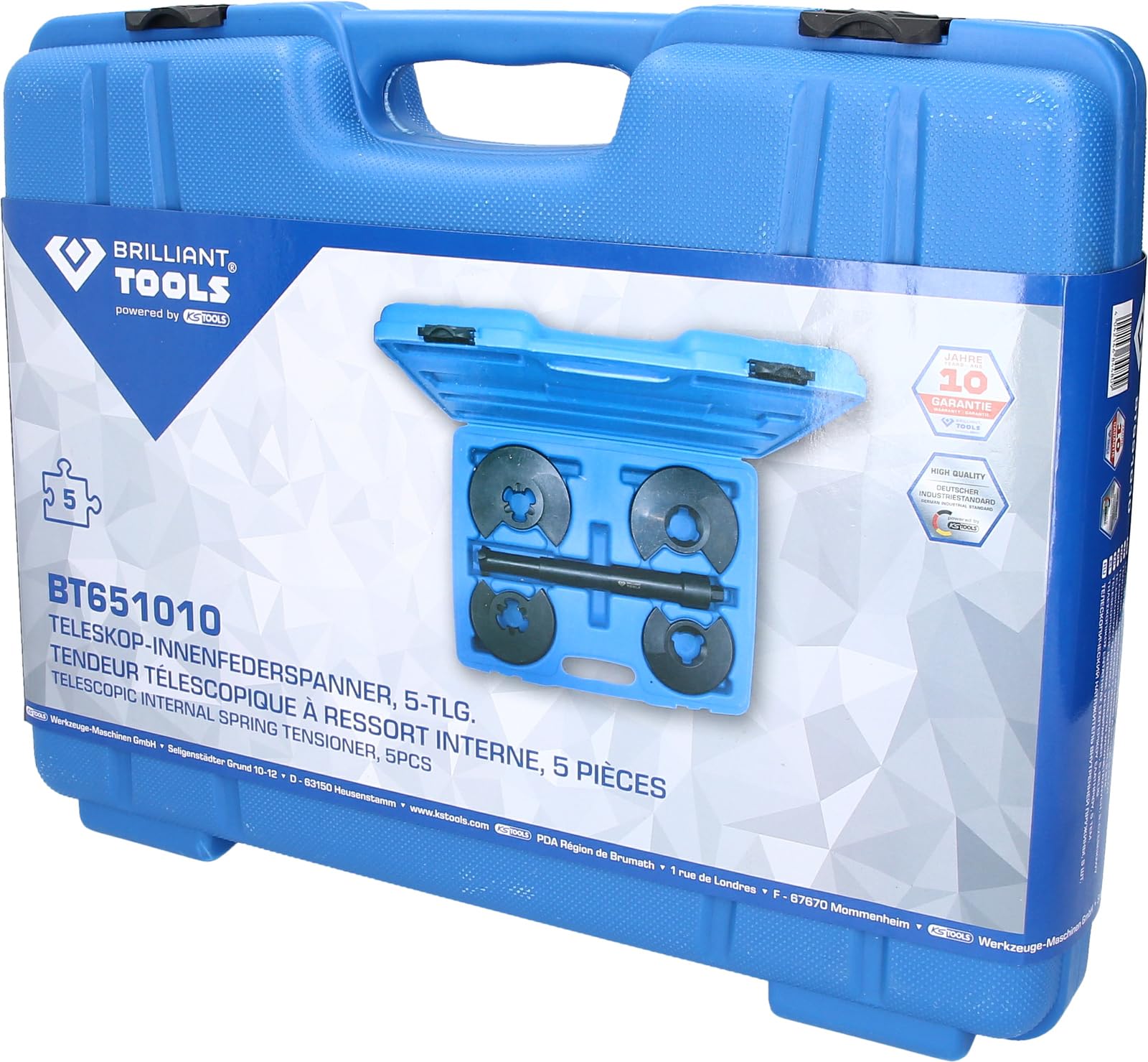 BRILLIANT TOOLS BT651010 Juego de tensor telescópico de muelles interiores, 5 pzs [Powered by KS TOOLS]