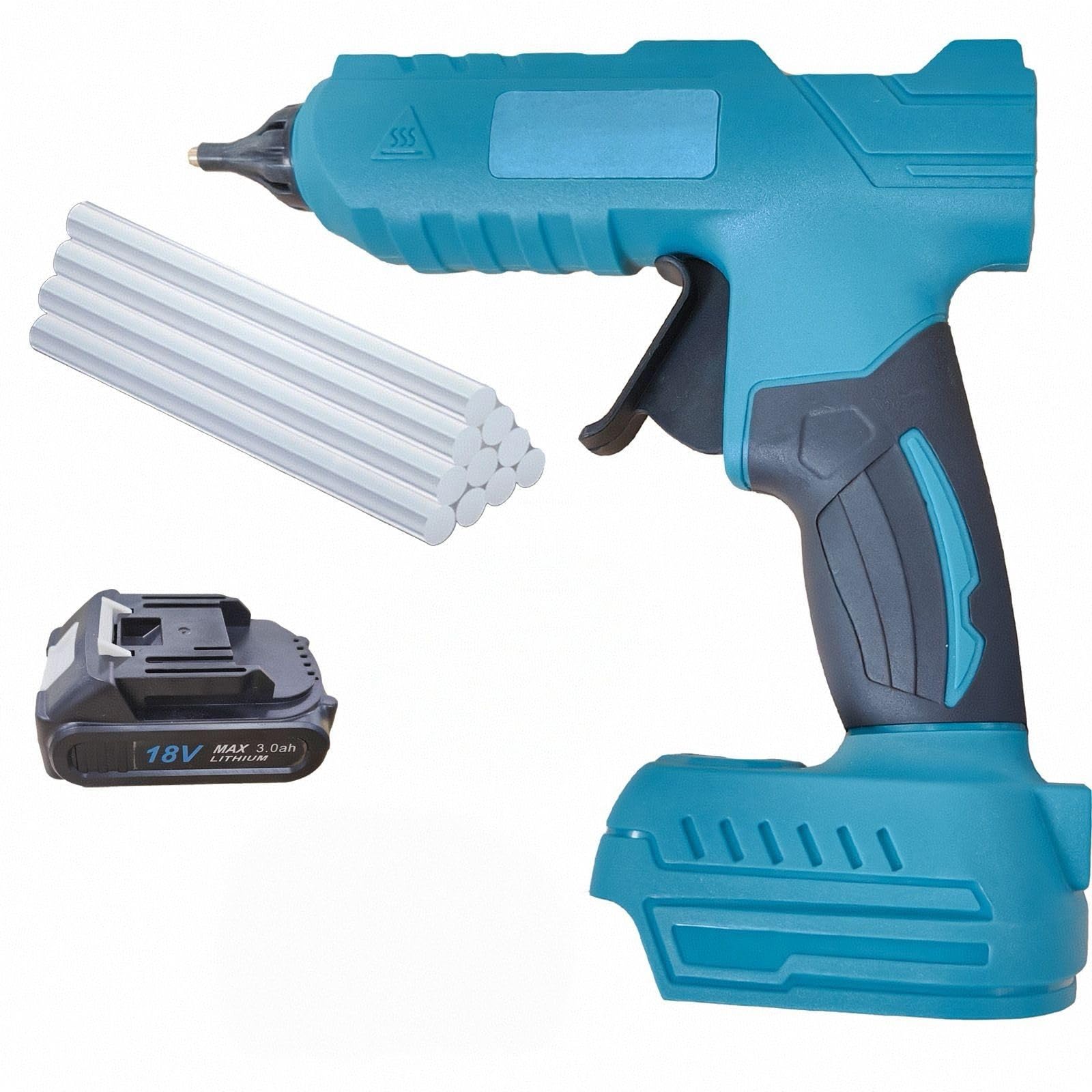 Akumulatorowy pistolet do klejenia na gorąco z 10 pałeczkami do klejenia na gorąco, bezprzewodowy pistolet do klejenia DIY, rzemiosła i szybkich napraw w domu i biurze, pistolet do klejenia 200 W