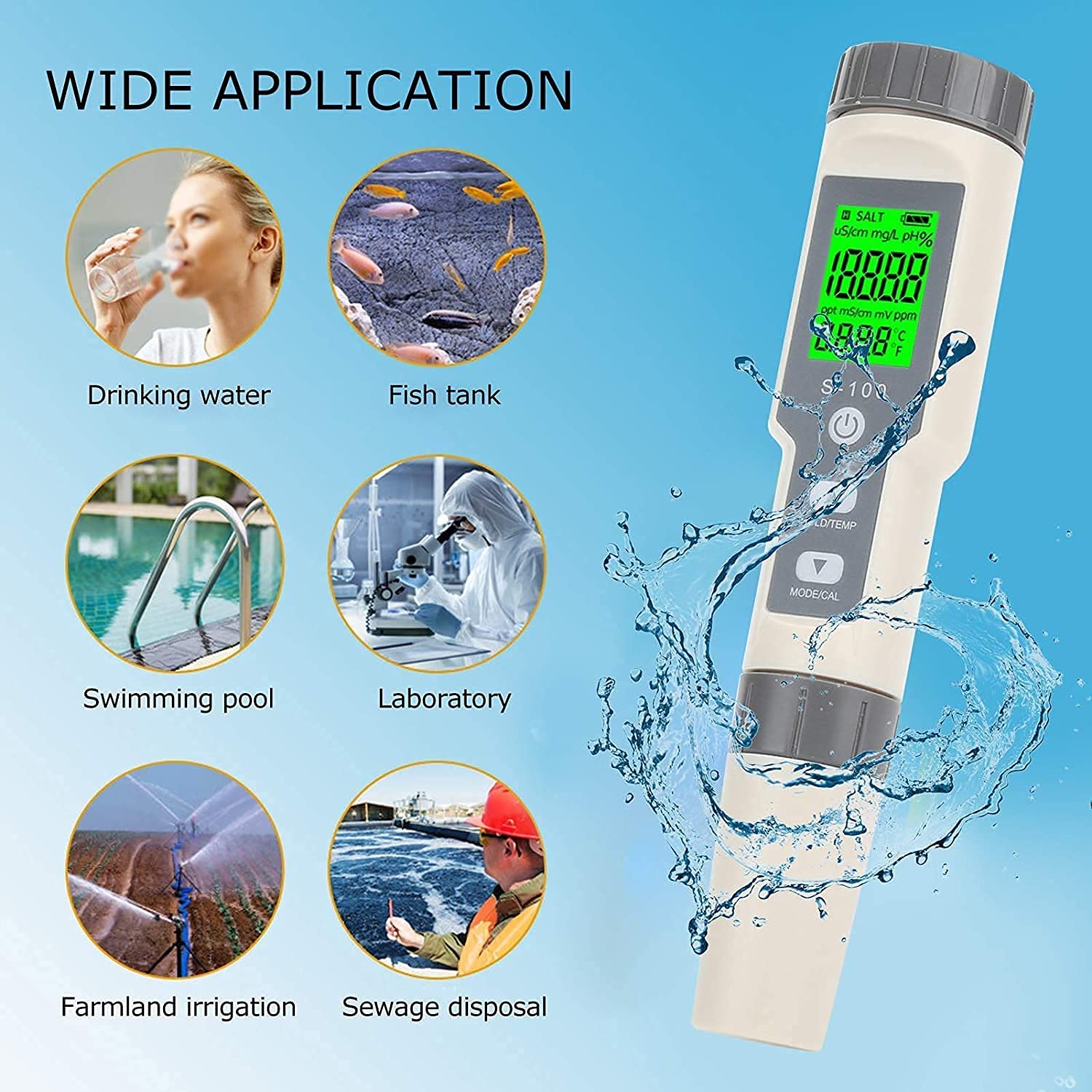 Precise 4 in 1 Water Meter 4 Different Modes Water Quality Test Pen Multifunctional for Mariculture Aquarium Practical Water Quality Detector