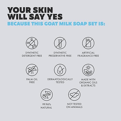 Miniatura 2 de Skin Said Yes Juego de 8 jabones de leche de cabra para eczema y psoriasis, barras de jabón natural de cabras, barras de jabón natural de leche de