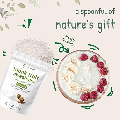 Miniatura 6 de Edulcorante de fruta de monje con alulosa, 2 libras, sin eritritol, sin regusto, sustituto del azúcar blanco 1:1, apto para dieta keto y vegana,