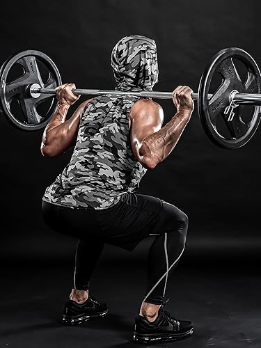 Miniatura 5 de DRSKIN Paquete de 2 o 1 camiseta sin mangas con capucha para hombre, culturismo, corte muscular, sin mangas, para entrenamiento de gimnasio