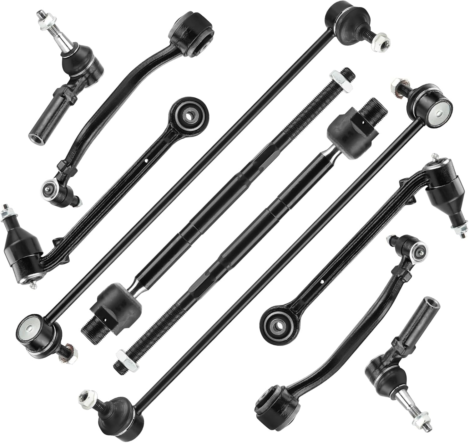 Front Lower Forward&Rearward Control Arms + Sway Bar Links + Outer Tie Rods Suspension Kit for 2010-2015 Chevy Camaro V8 6.2L V6 3.6L (10pc)