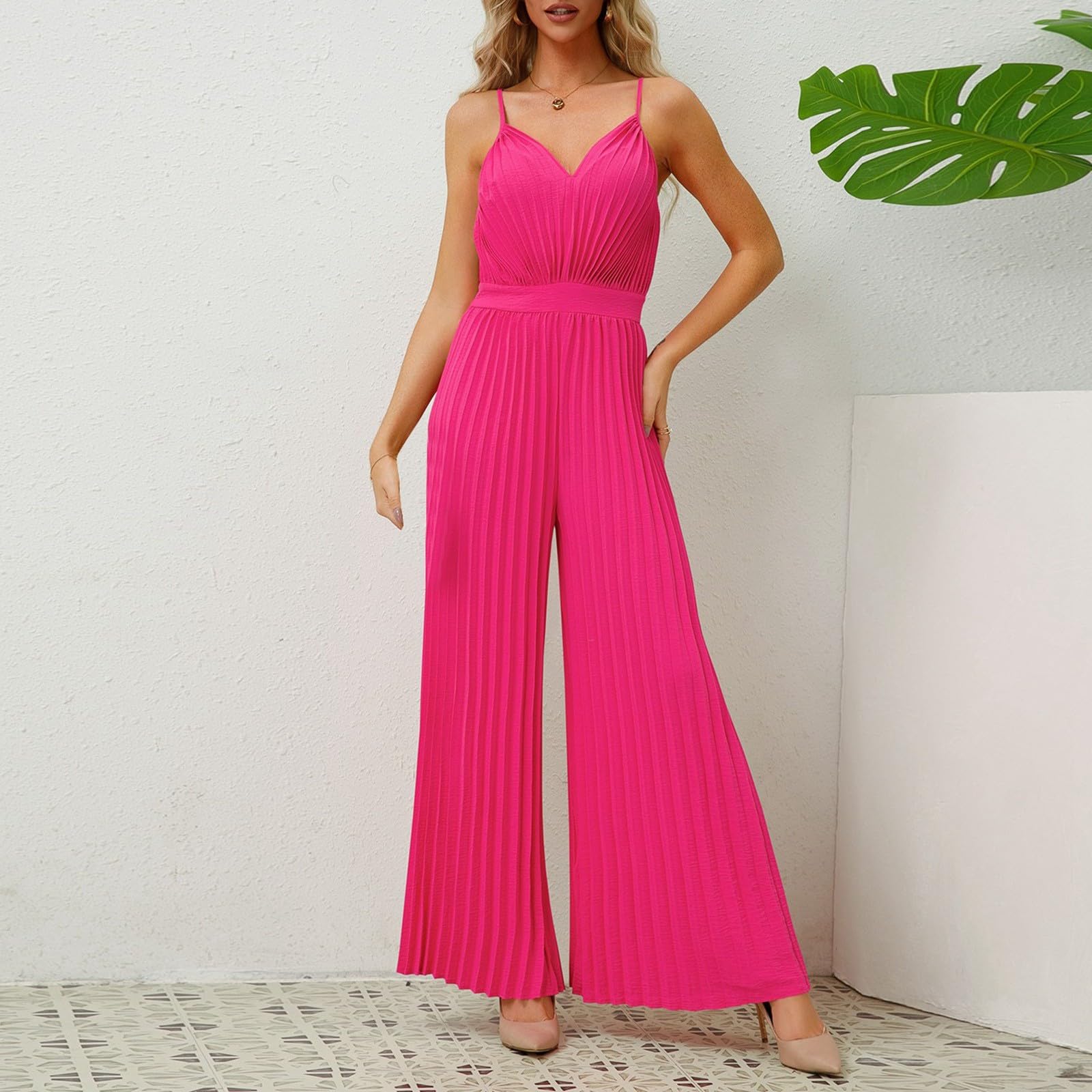 Jumpsuit Damen Elegant, Lang Overall Damen Sommer, Große Größen Ärmellos Einteiler Outfit Frauen Komplett, Romper Playsuit Kostüm, Hosenanzug Damen Hochzeit Sexy Retro Jumpsuit Hochzeitsgast Damen