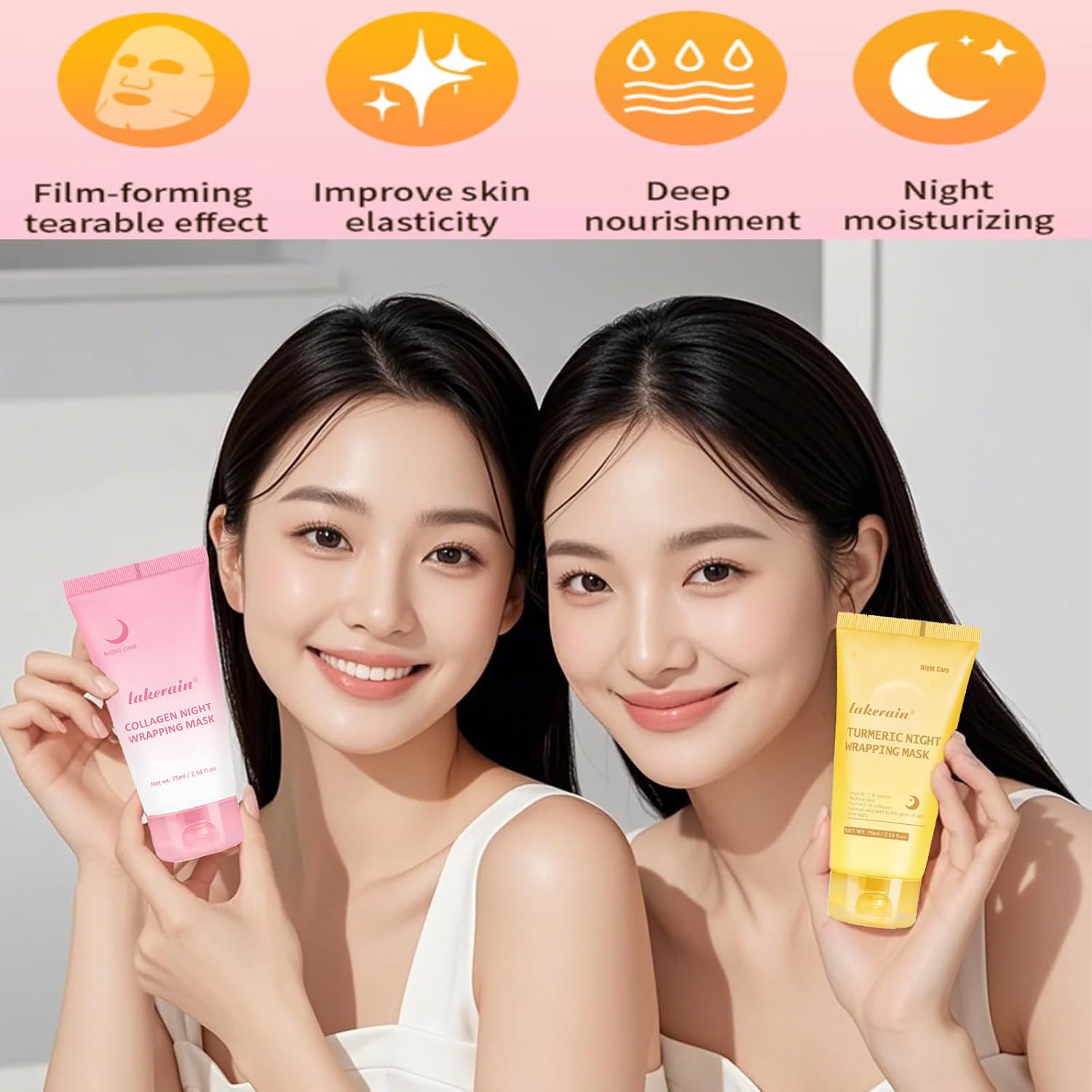 Collagen Overnight Wrapping Mask Peel Off Collagen Face Mask, Hydrates & Firming Korean Overnight Collagen Facial Hydrogel Masks For Glass Skin - Image 5
