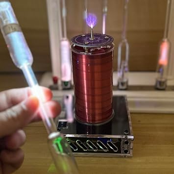 Gas Discharge Tube Set for Spectrum Demonstration, 6 Rare Noble Gases He, Ne, Ar, H2, N2, Hg High Voltage Glow Tubes, Optional Excitation Power Supply, for Chemistry & Physics Education