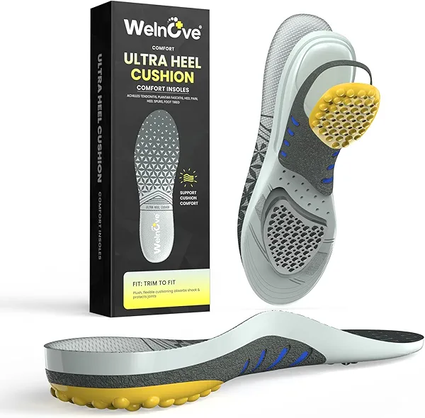 Achilles Tendonitis Relief Insoles for Women & Men - Heel Cushion for Heel Pain Relief Heel Spur with Shock Absorption for All-Day Comfort, S-W: 7-9 | M: 7-7.5