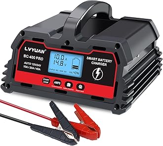 12V/24V Car Battery Charger with Trickle Charger Automotive Smart Battery Charger, Smart Battery Maintainer, 10A/20A/40A for Car Truck Motorcycle LiFePO4 Lithium and Lead Acid Batteries