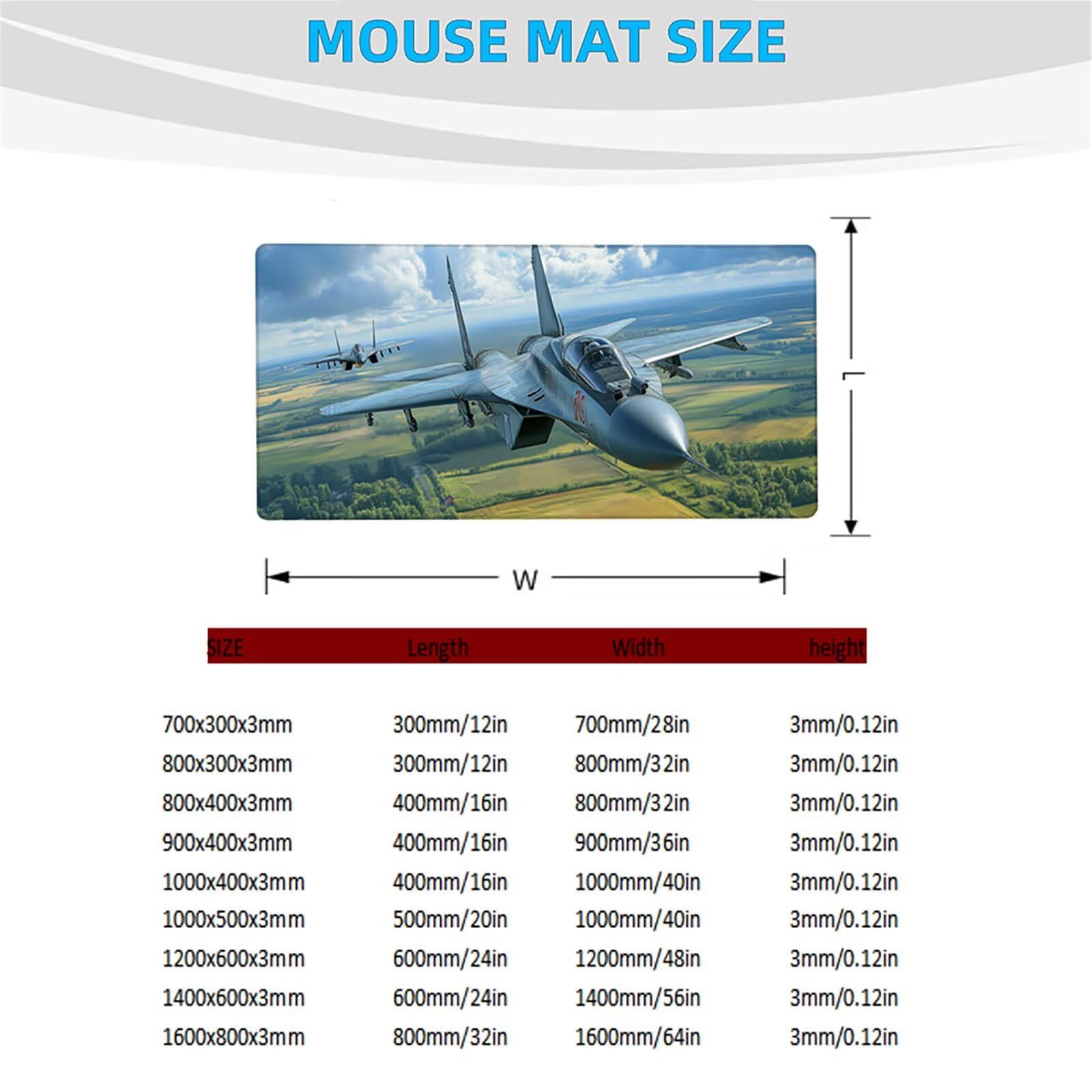 Tappetino Mouse Combattente Tappetino Mouse XXL 1200x600x3mm Aereo Mousepad Impermeabile e Antiscivolo Cucire i Bordi, Accessori Gaming Mousepad per Pc Portatile Laptop Tastiera Wireless Model-06098