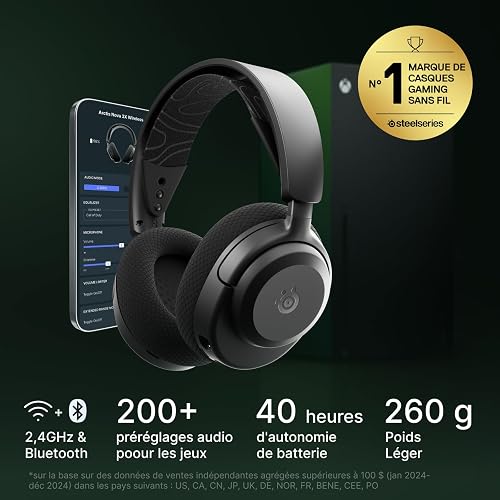 SteelSeries Arctis Nova 3X Wireless - Xbox Headset - Gaming Headset - Mobile App Control - 40 HR Battery with fast charging - Compatible with Xbox, PC, Switch and more - 2.4GHz/Bluetooth - Black - 2