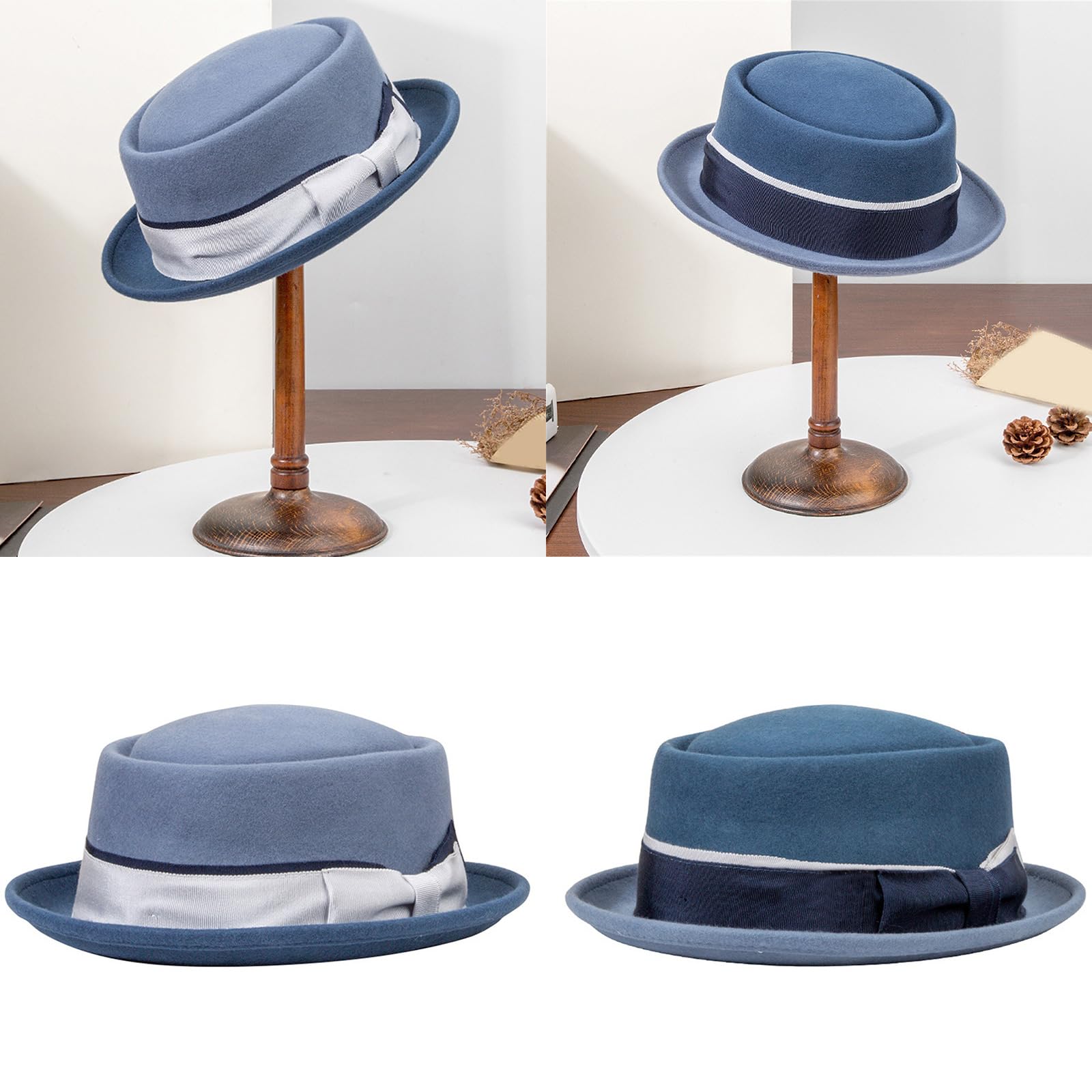 LUOFENG Cappello di lana Fedoras Panama esotico elegante Homburg per le donne Lady Photo Props Western per Stage Live Show Headwear