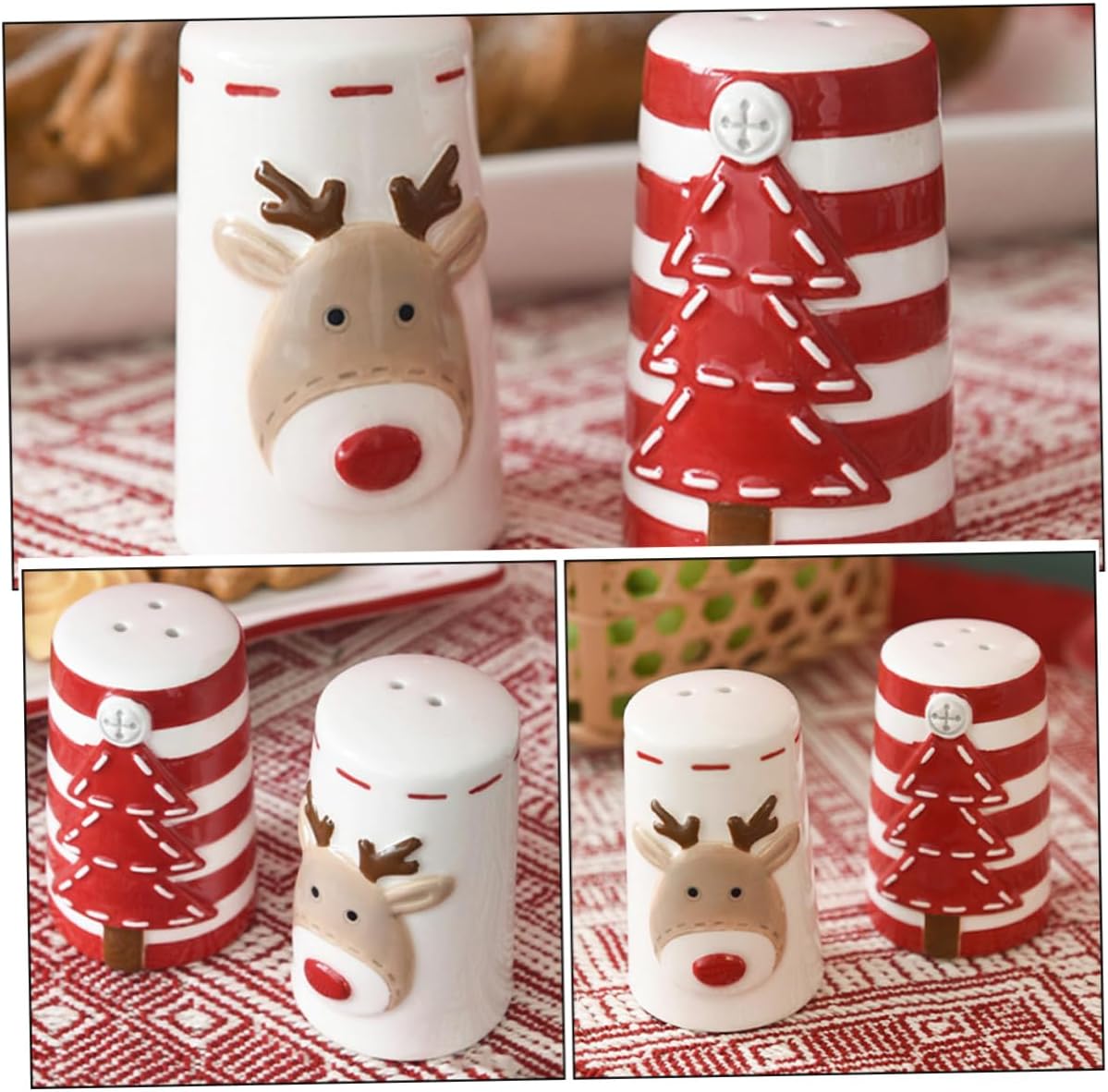 2pcs Ceramic Salt Pepper Shaker Christmas Pepper Shaker and Kitchen Salt Jar
