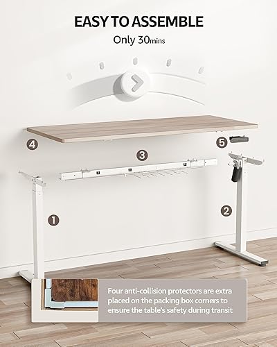 Miniatura 7 de SIAGO Escritorio de pie de pieza entera, escritorio eléctrico de pie de 40 x 24 pulgadas con organización de cables, 3 memorias preestablecidas de