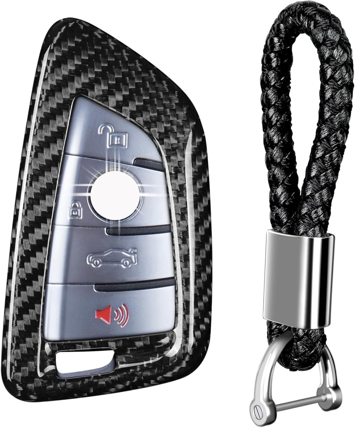 Key Fob Cover with Keychain fits for BMW,Real Glass Fiber Key Case Shell Compatible with BMW 2 3 4 5 6 6GT 7 8 Series, X1 X2 X3 X4 X5 X6 X7 M3 M4 M5 M8 X3M X4M X5M X6M Z4 2014-2023