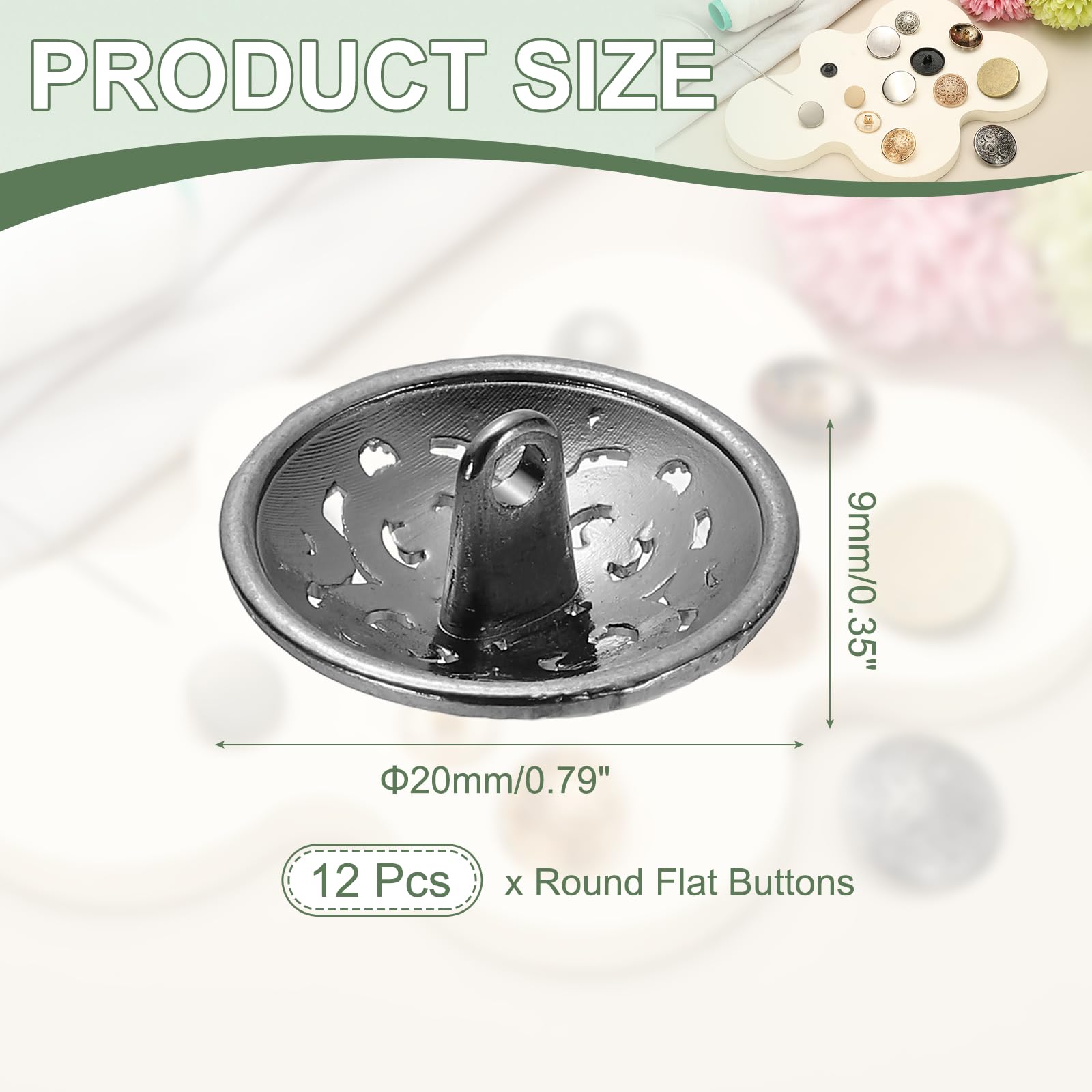 YELARXI Metal Round Hollow Buttons, Retro Hollow Shank Sewing Buttons, Fitting for (Men, Women, Coat, Shirt, Suit, Trousers - Image 2